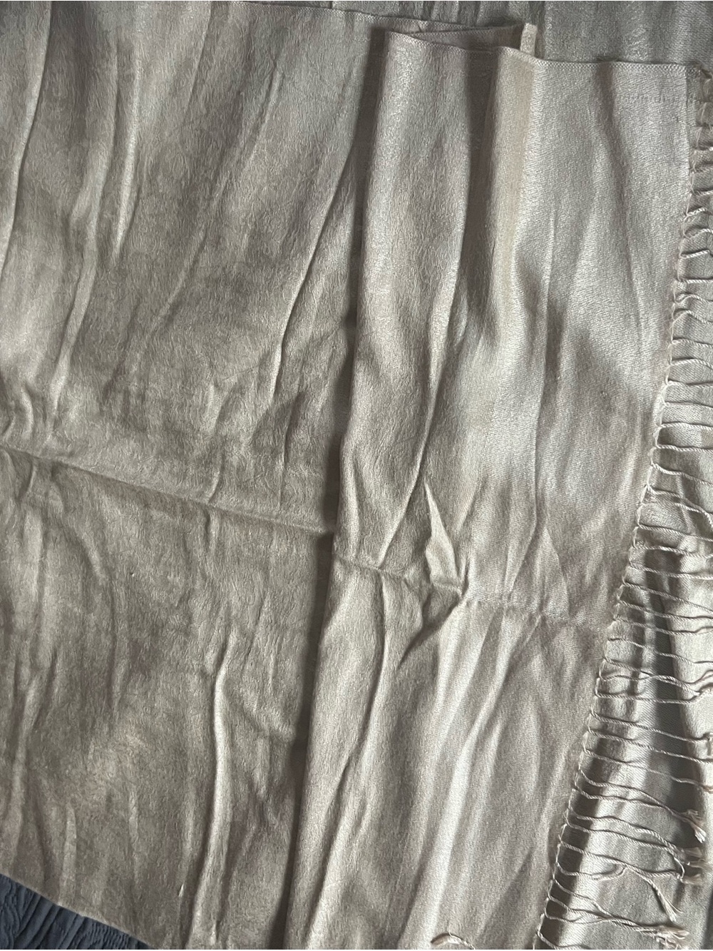 Pashmina and Silk champagne scarf/shoulder wrap.
